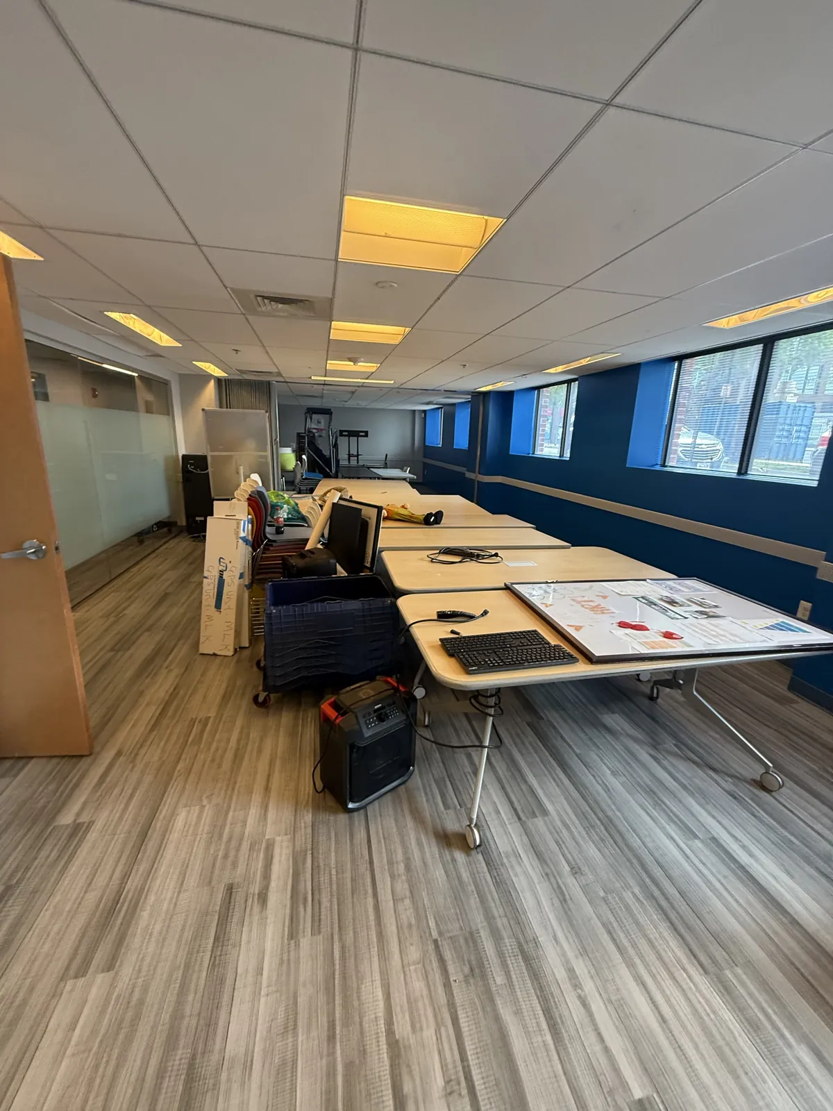 Commercial interior workspace during project work